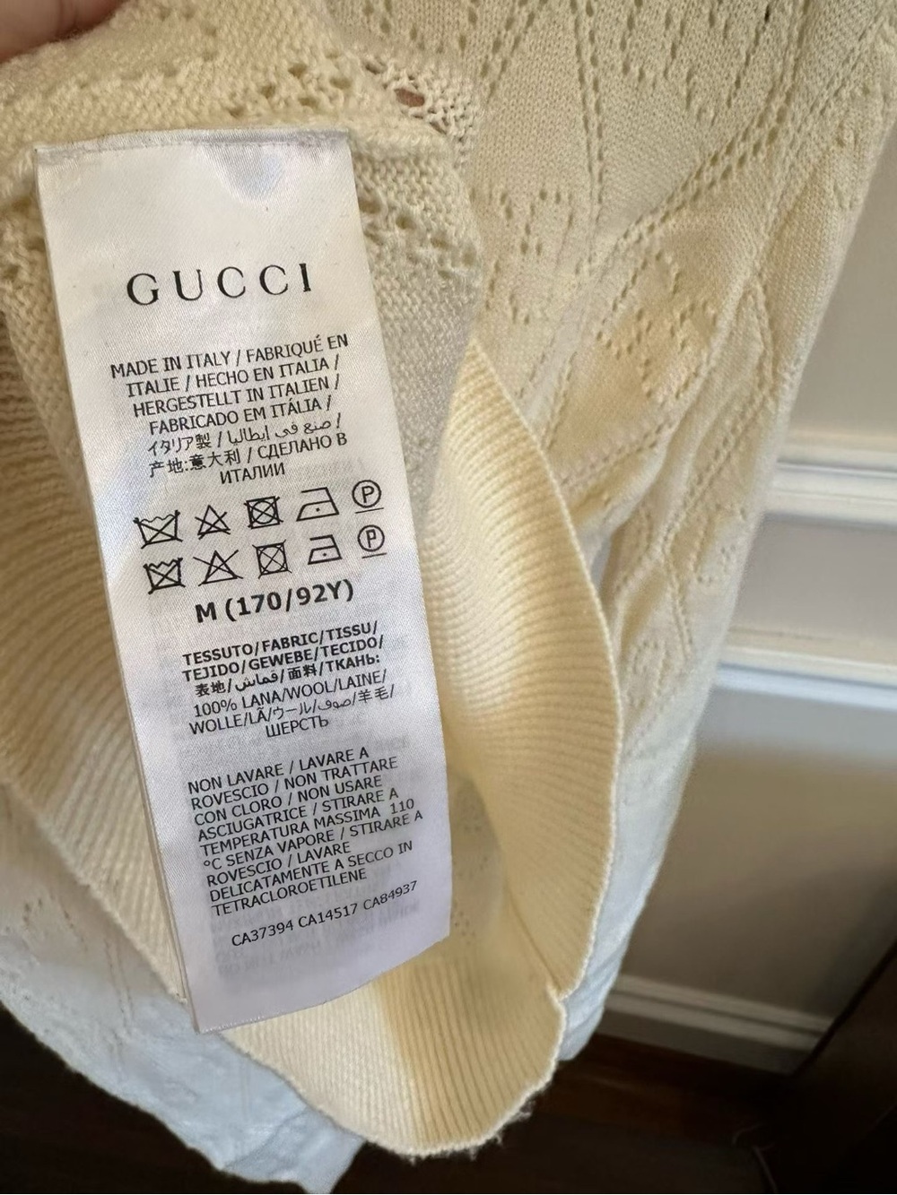 🚩steal Gucci Cream Open-Weave Logo Crewneck Sweater - Picture 4 of 6